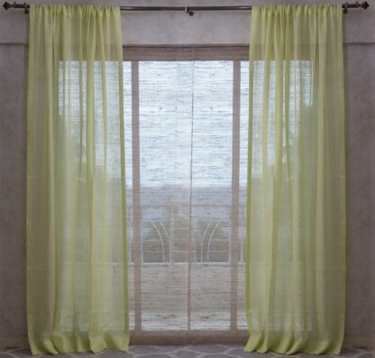 Calyz Pale Yellow 100% Linen Gauze Curtain